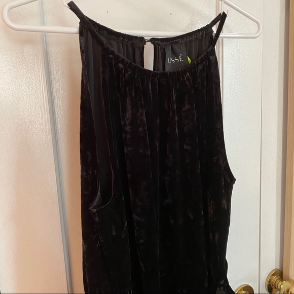 LYSSE Willa Black Crushed Velvet Halter Dress - L - Picture 6 of 13